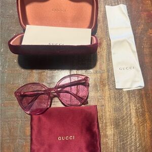 Gucci Translucent Rose Pink Round Sunglasses